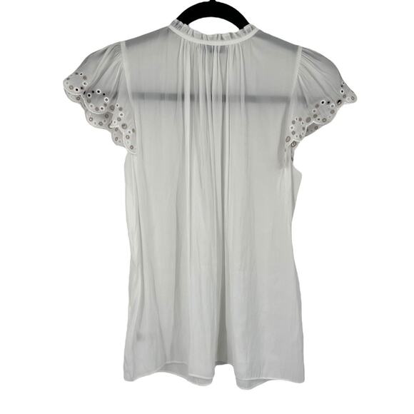 Ramy Brook top Hermine ruffle tri blouse Ivory size X-Small XS - Picture 5 of 7